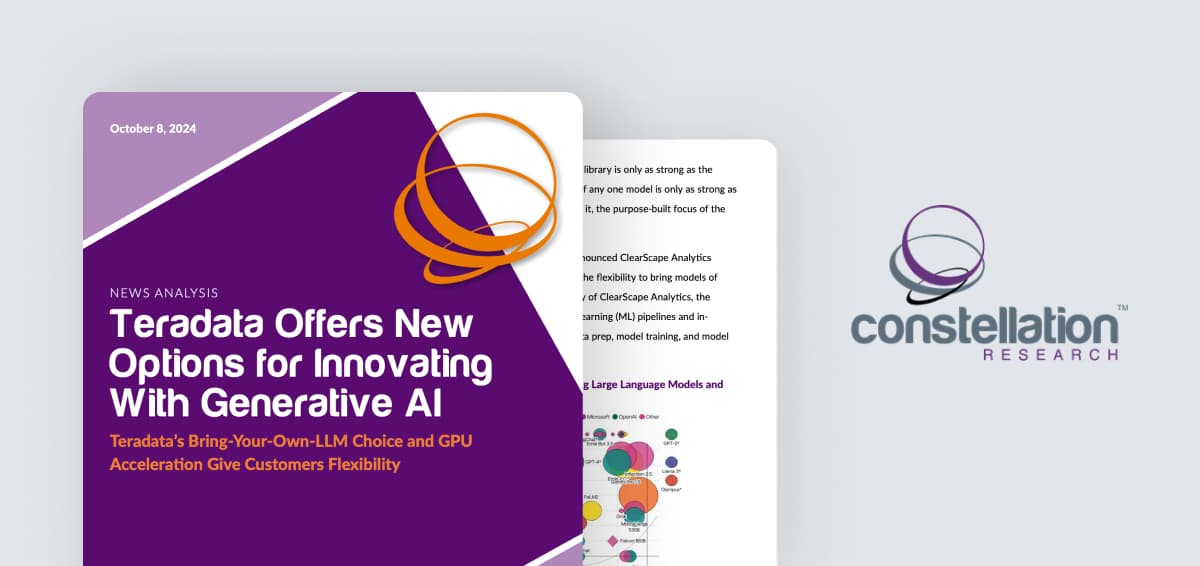 Constellation Research News Analysis: Teradata Offers New Options for Innovating with Generative AI